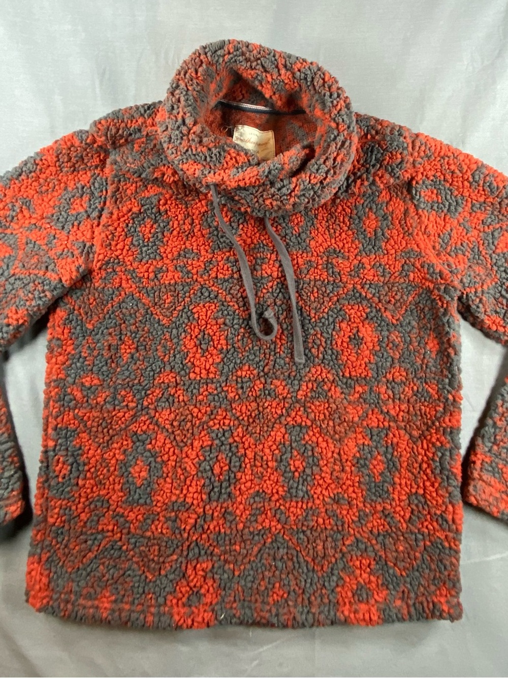 Unisex Weather Proof Vintage Cowl Neck Fleece Sherpa Pullover Sweater size M